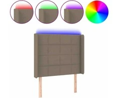 Galvūgalis su LED, taupe spalvos, 93x16x118/128cm, audinys