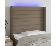 Galvūgalis su LED, taupe spalvos, 93x16x118/128cm, audinys