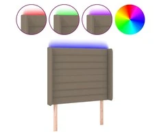 Galvūgalis su LED, taupe spalvos, 93x16x118/128cm, audinys