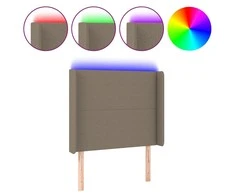 Galvūgalis su LED, taupe spalvos, 93x16x118/128cm, audinys