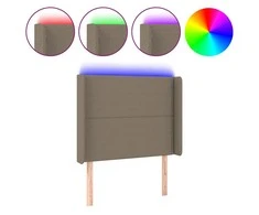 Galvūgalis su LED, taupe spalvos, 93x16x118/128cm, audinys