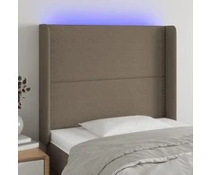 Galvūgalis su LED, taupe spalvos, 93x16x118/128cm, audinys