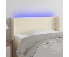 Galvūgalis su LED,kreminės spalvos,103x16x78/88cm, dirbtinė oda