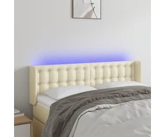 Galvūgalis su LED,kreminės spalvos,147x16x78/88cm, dirbtinė oda