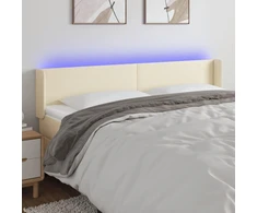 Galvūgalis su LED,kreminės spalvos,183x16x78/88cm, dirbtinė oda