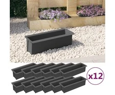 Gėlių loveliai Euro paletėms, 12vnt., pilki, 36x13,5x9,5cm, PP
