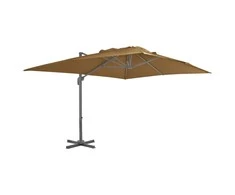 Gembinis sodo skėtis su aliuminio stulpu, taupe, 400x300cm