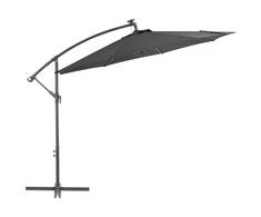 Gembinis skėtis su LED ir plieniniu stulpu, antracito, 300cm