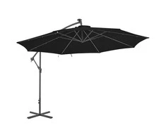 Gembinis sodo skėtis su aliuminiu stulpu, juodas, 350cm