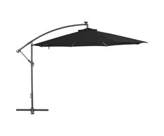 Gembinis sodo skėtis su aliuminiu stulpu, juodas, 350cm