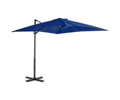 Gembinis sodo skėtis su aliuminio stulpu, mėlynas, 250x250cm