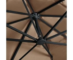 Gembinis skėtis su LED ir aliuminio stulpu, taupe, 400x300cm