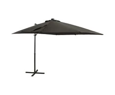 Gembinis skėtis su stulpu ir LED lemputėmis, antracito, 250cm