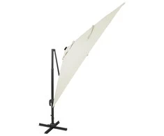 Gembinis skėtis su stulpu ir LED lemputėmis, smėlio, 300cm