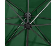 Gembinis skėtis su stulpu ir LED lemputėmis, žalias, 250cm
