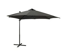Gembinis skėtis su stulpu ir LED lemputėmis, antracito, 300cm