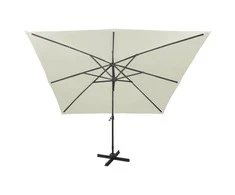 Gembinis skėtis su stulpu ir LED lemputėmis, smėlio, 300cm