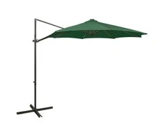 Gembinis skėtis su stulpu ir LED lemputėmis, žalias, 300cm