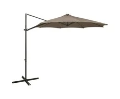 Gembinis skėtis su stulpu ir LED lemputėmis, taupe, 300cm