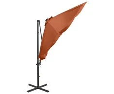 Gembinis skėtis su stulpu ir LED lemputėmis, terakota, 300cm