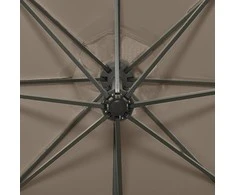 Gembinis skėtis su stulpu ir LED lemputėmis, taupe, 300cm
