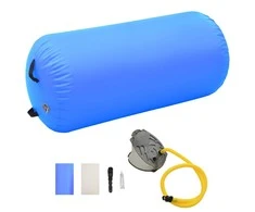 Gimnastikos ritinys su pompa, mėlynas, 120x75cm, PVC