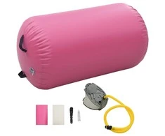 Gimnastikos ritinys su pompa, rožinis, 100x60cm, PVC