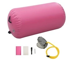 Gimnastikos ritinys su pompa, rožinis, 120x75cm, PVC