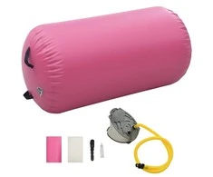 Gimnastikos ritinys su pompa, rožinis, 120x90cm, PVC