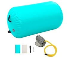 Gimnastikos ritinys su pompa, žalias, 100x60cm, PVC