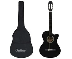 Gitaros rinkinys su ekvalaizeriu, 12 dalių, juodas, 6 stygos