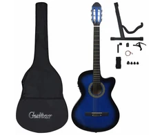 Gitaros rinkinys su ekvalaizeriu, 12 dalių, mėlynas, 6 stygos