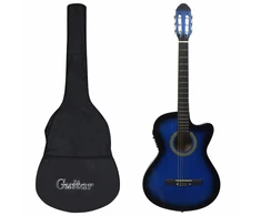 Gitaros rinkinys su ekvalaizeriu, 12 dalių, mėlynas, 6 stygos