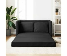 Grindų sofa-lova, 2-1, juoda, 112x174x55cm, dirbtinė oda