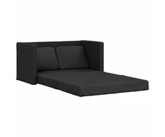 Grindų sofa-lova, 2-1, juoda, 112x174x55cm, dirbtinė oda