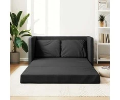 Grindų sofa-lova, 2-1, juodos spalvos, 112x174x55cm, audinys