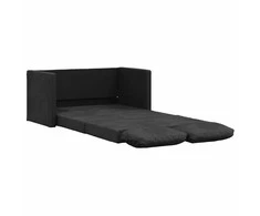 Grindų sofa-lova, 2-1, juodos spalvos, 122x204x55cm, aksomas