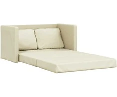 Grindų sofa-lova, 2-1, kreminė, 112x174x55cm, dirbtinė oda