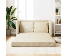 Grindų sofa-lova, 2-1, kreminės spalvos, 112x174x55cm, audinys