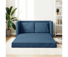 Grindų sofa-lova, 2-1, mėlynos spalvos, 112x174x55cm, audinys