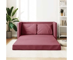 Grindų sofa-lova, 2-1, raudonojo vyno, 112x174x55cm, audinys