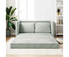 Grindų sofa-lova, 2-1, šviesiai pilka, 122x204x55cm, aksomas