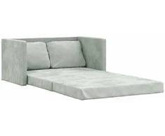 Grindų sofa-lova, 2-1, šviesiai pilka, 122x204x55cm, aksomas