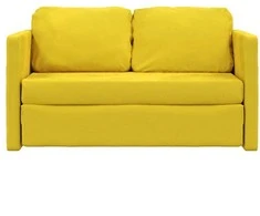 Grindų sofa-lova, 2-1, tamsiai geltona, 122x204x55cm, aksomas