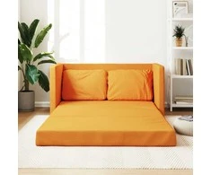 Grindų sofa-lova, 2-1, tamsiai geltona, 112x174x55cm, audinys
