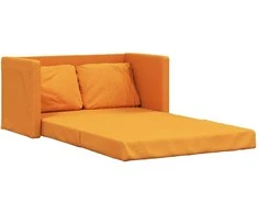 Grindų sofa-lova, 2-1, tamsiai geltona, 112x174x55cm, audinys