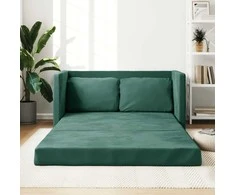 Grindų sofa-lova, 2-1, tamsiai žalia, 122x204x55cm, aksomas