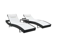 Sofa Gultai, 2vnt., su staliuku, poliratanas ir tekstilenas, juodi