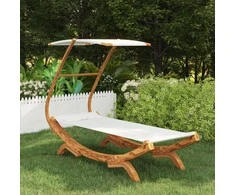 Lauko gultas su stogeliu, kreminis, 100x190x134cm, mediena