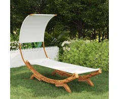 Lauko gultas su stogeliu, kreminis, 100x200x126cm, mediena